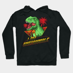 I Am Unstoppable TRex Funny Short Dinosaur Joke Hoodie